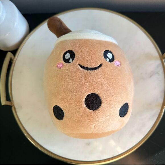 Boba Milk Tea Cute Stuffed Plush with Straw Boba Pearls Character Happy Eyes 9” - Picture 1 of 9